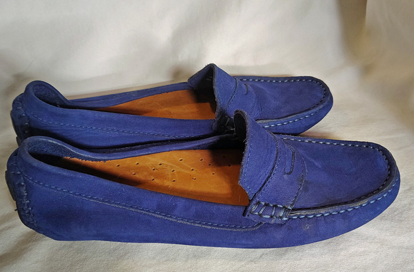Mercanti Fiorentini Blue Suede Loafers  Italian Craftsmanship Size 8 - Picture 5 of 6